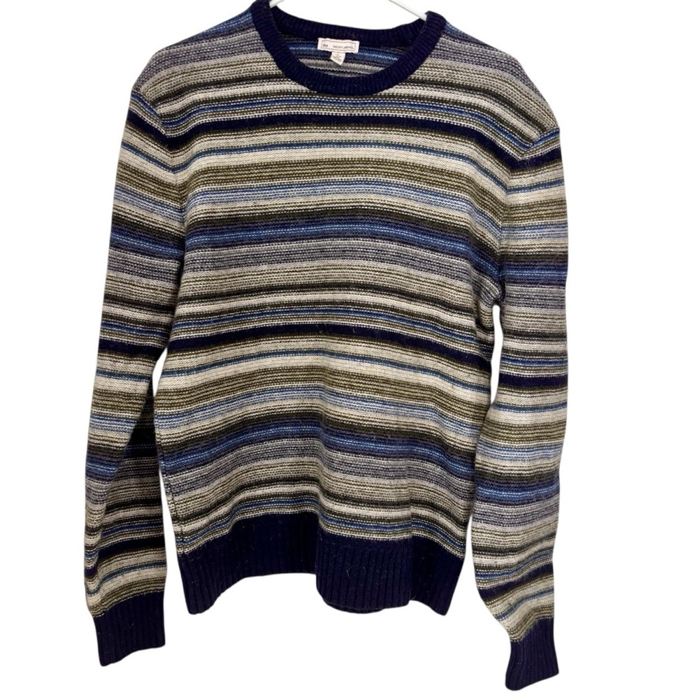 Vintage Gap Men's Lambswool Blend Striped Crewneck Sweater - Large
